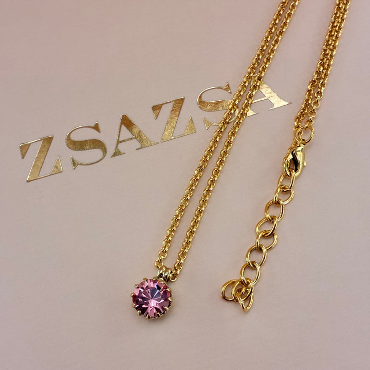 Pink Preciosa crystals gold plated set