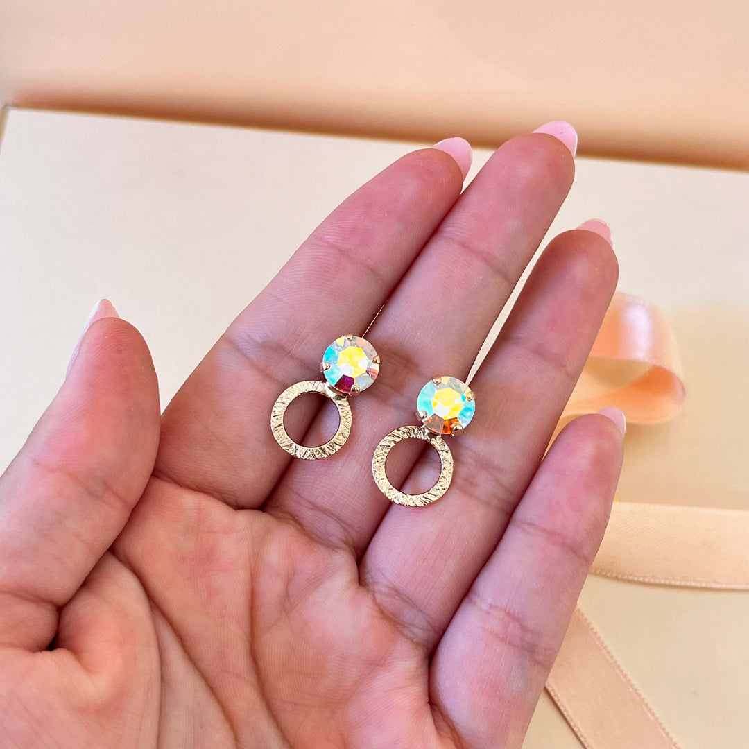 Aurora borealis handmade studs and ring