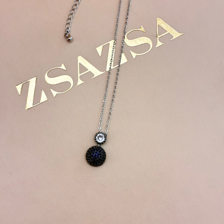 Dainty navy blue zircone pendant