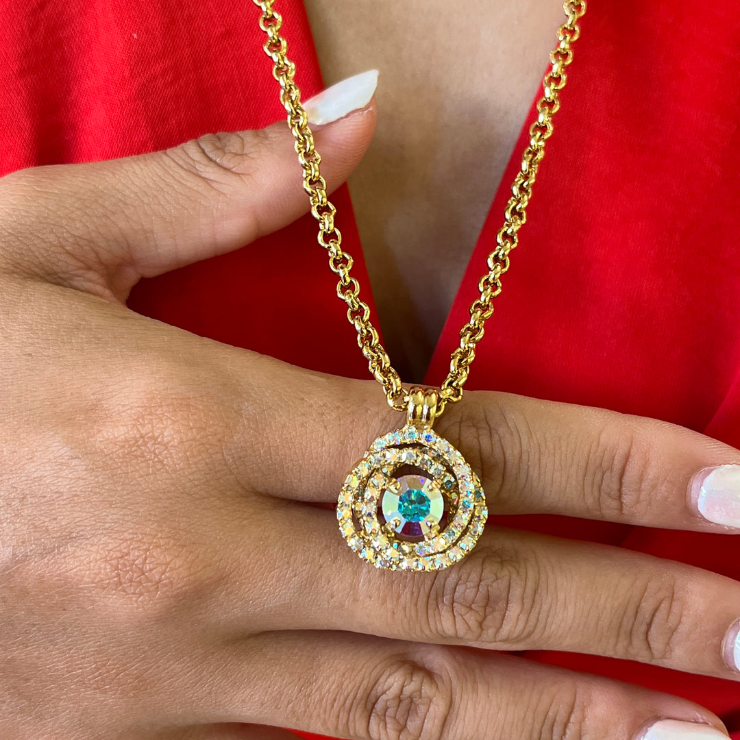 Aurora borealis Swarovski crystals long necklace