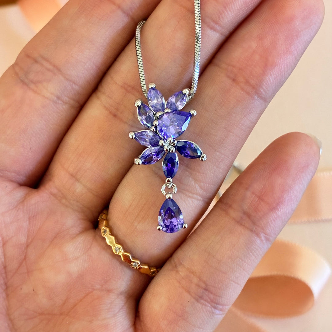 Marquise lilac zircone silver set