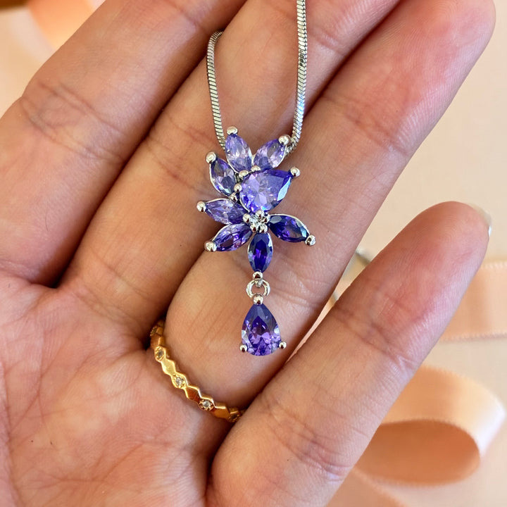 Marquise lilac zircone silver set