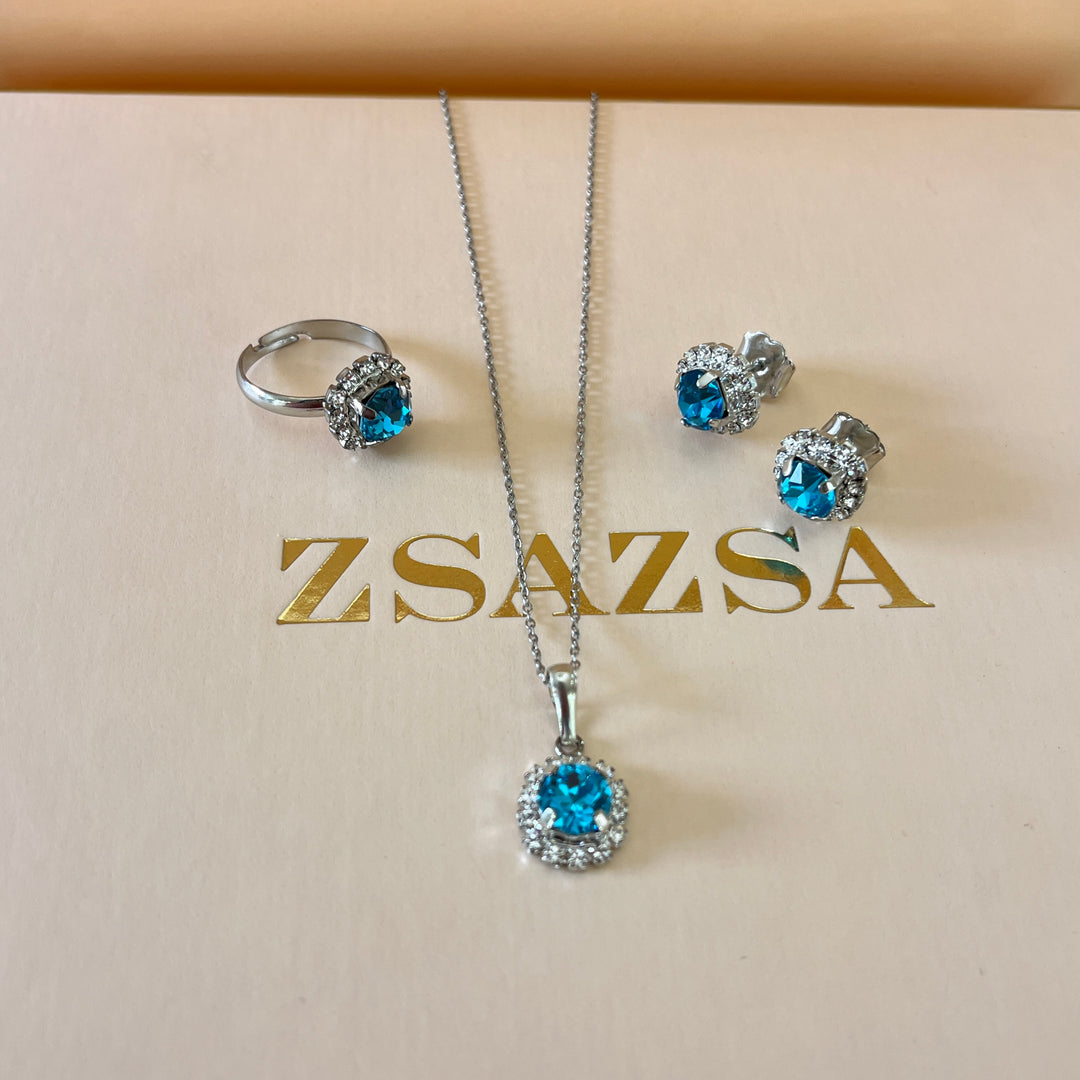 Turquoise Swarovski crystals set