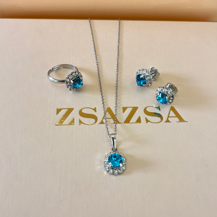 Turquoise Swarovski crystals set