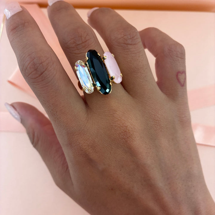 Pink and black Swarovski crystals set