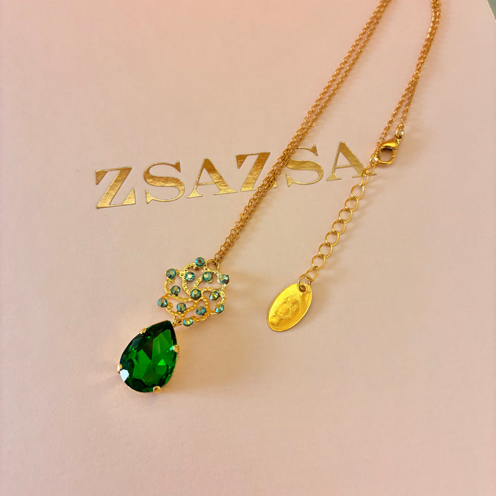 Handmade green gold plated set