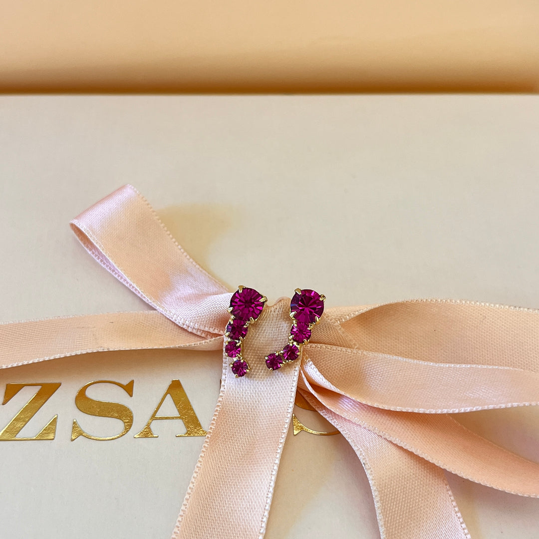 Fuchsia Swarovski crystals studs