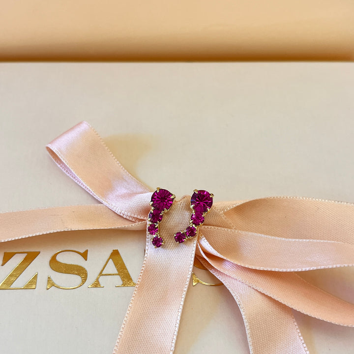 Fuchsia Swarovski crystals studs