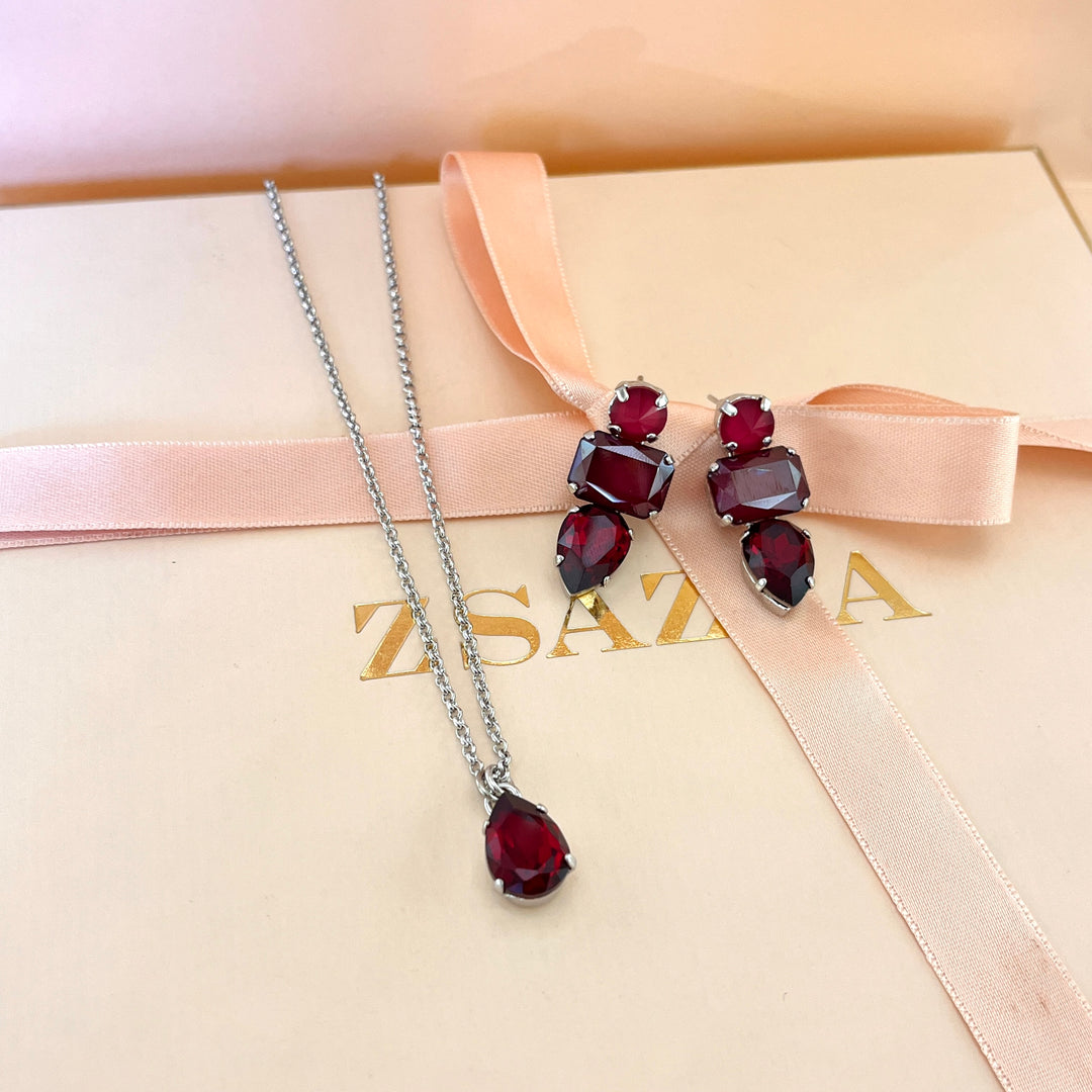 Dark red Swarovski crystals set