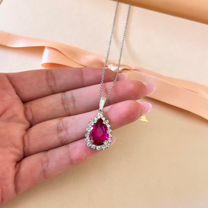 Fuchsia Teardrop Preciosa crystals set
