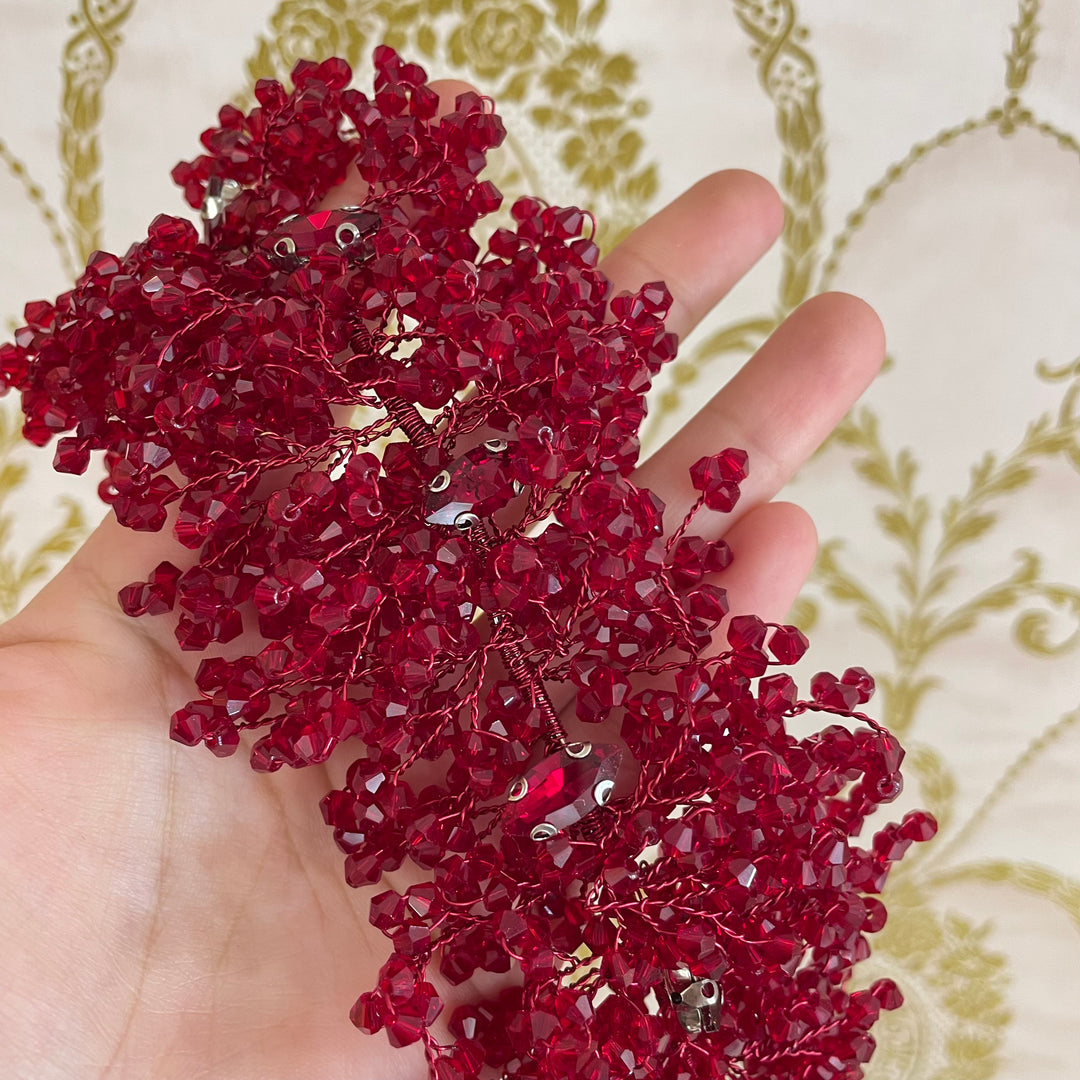 Dark red marquise headpiece