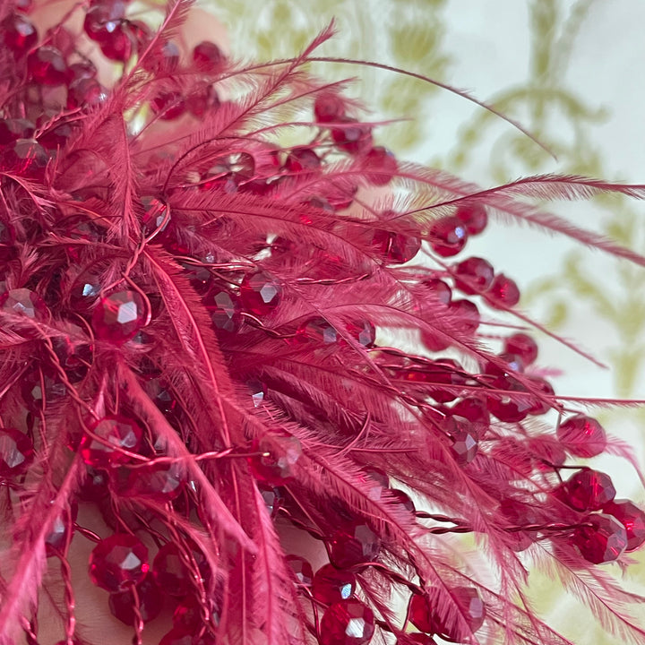 Dark red feathers headpiece