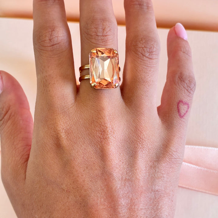 Peach rectangular gold plated set