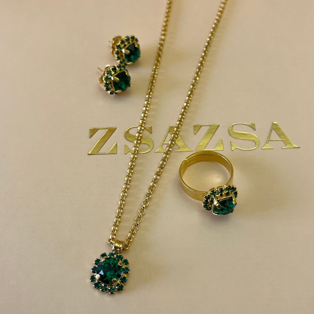 Green Swarovski crystals set