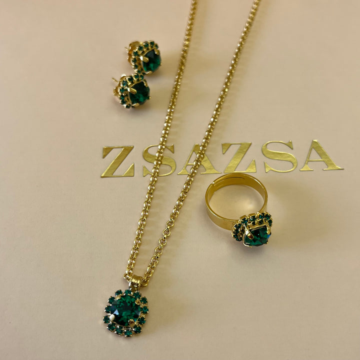 Green Swarovski crystals set
