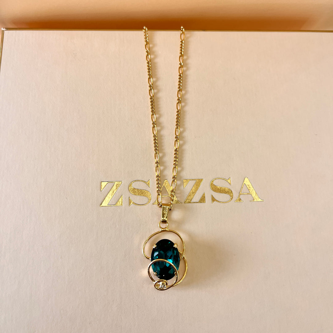 Dark green preciosa crystal twisted pendant