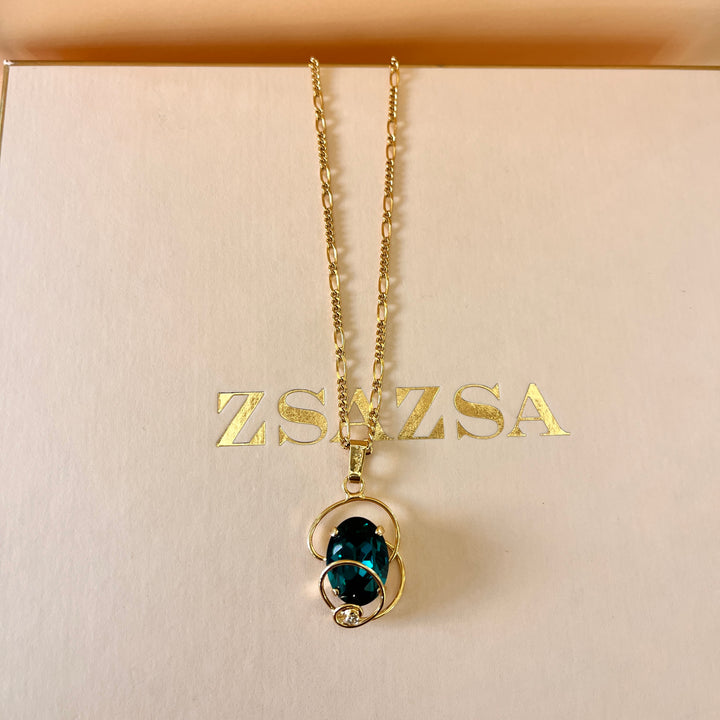 Dark green preciosa crystal twisted pendant