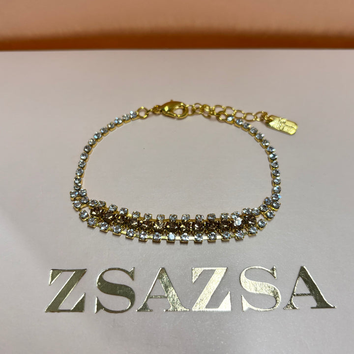 Bronze rhinestone gold plated set