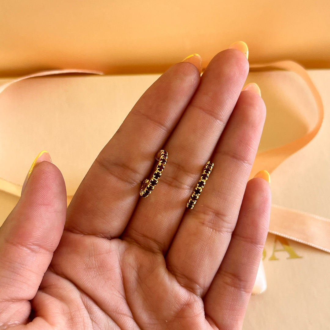 Dark red Swarovski Crystals hoops