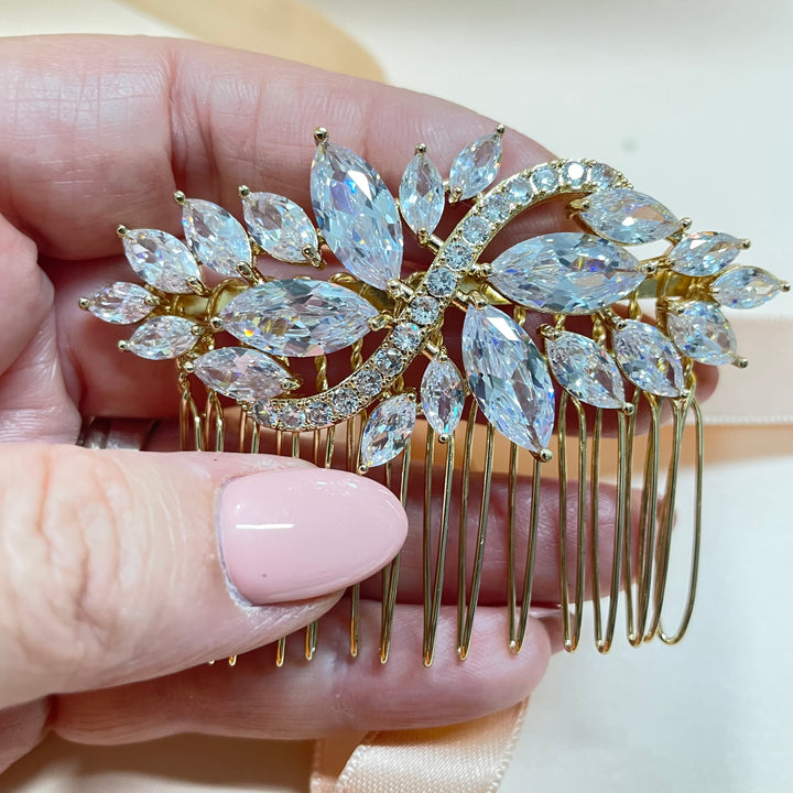 Gold Marquise zircones comb