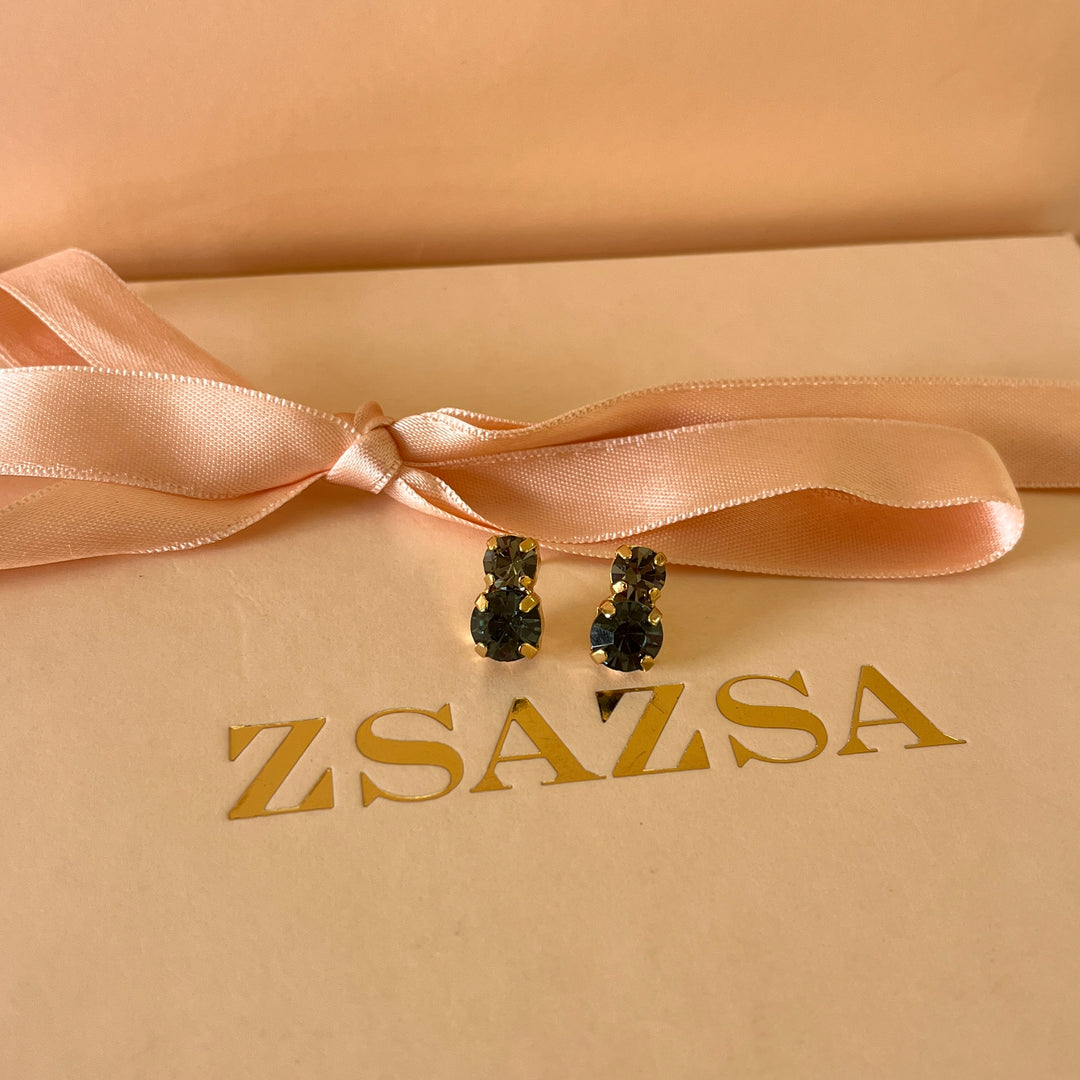 Grey double preciosa crystals studs