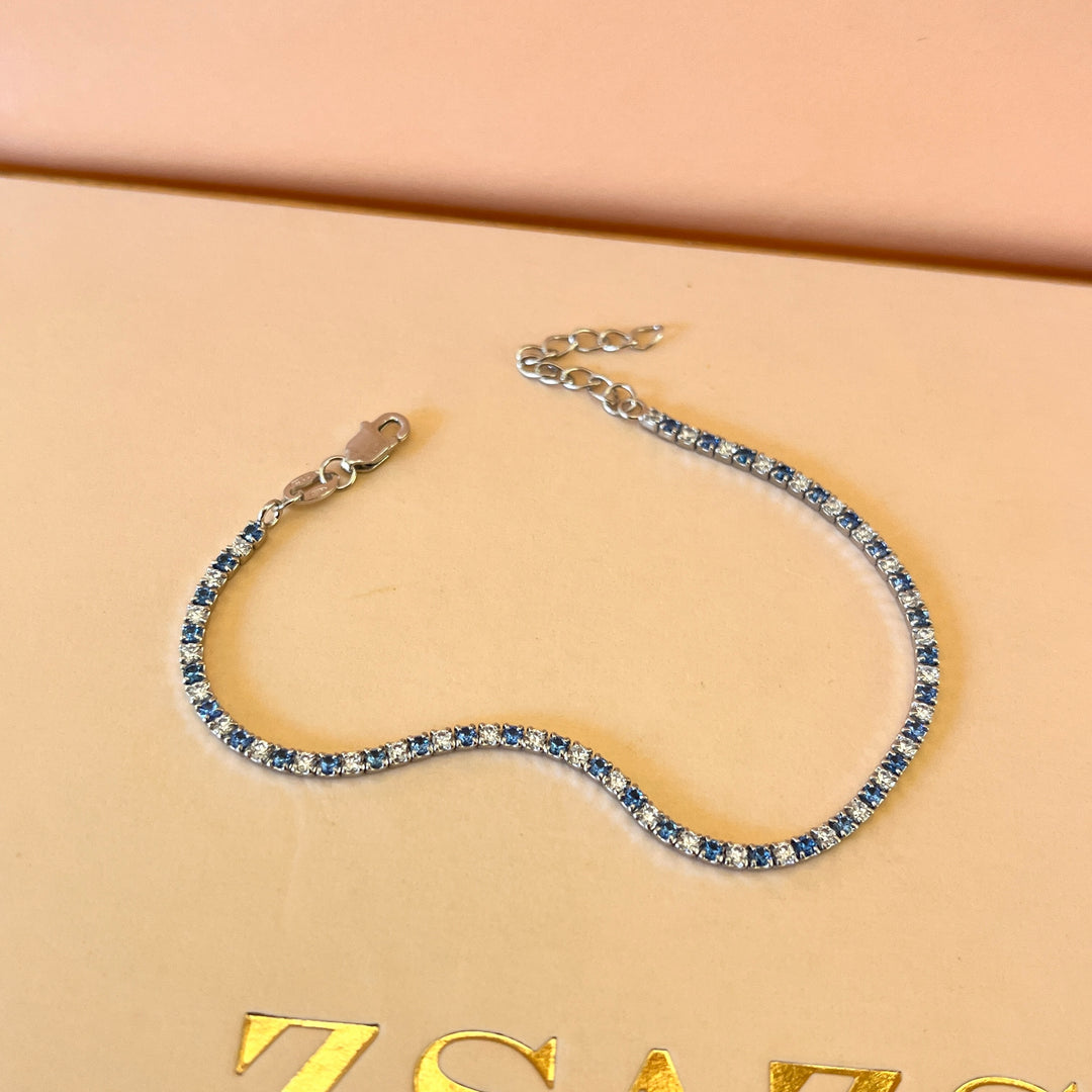 Light blue zircone tennis bracelet