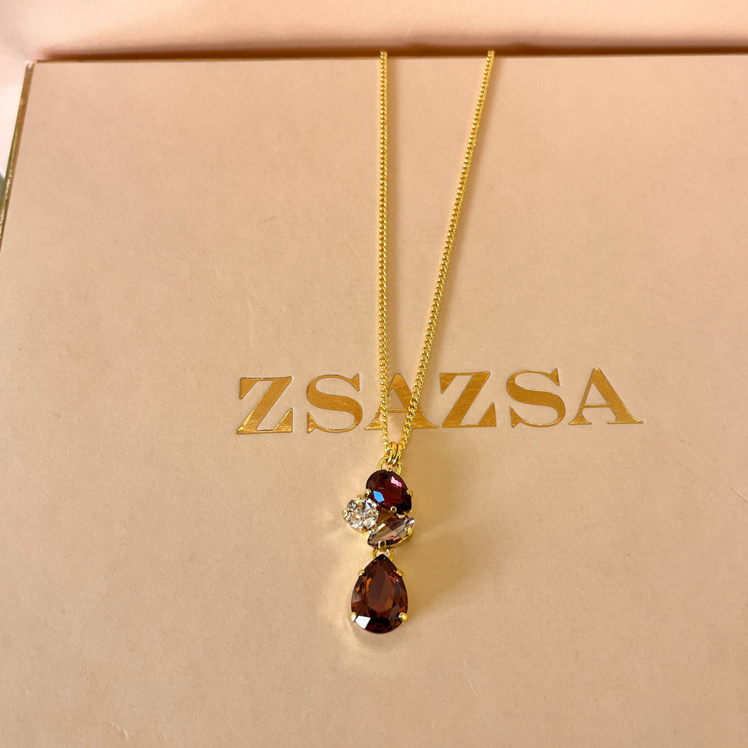 Purple teardrop Swarovski crystals set