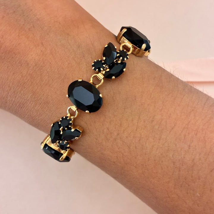 Mixed shapes black preciosa crystals bracelet