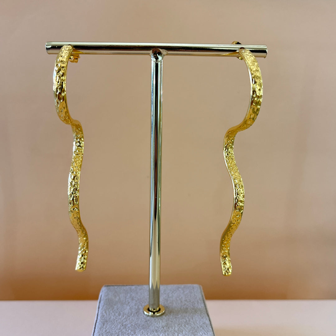 Gold handmade long earrings