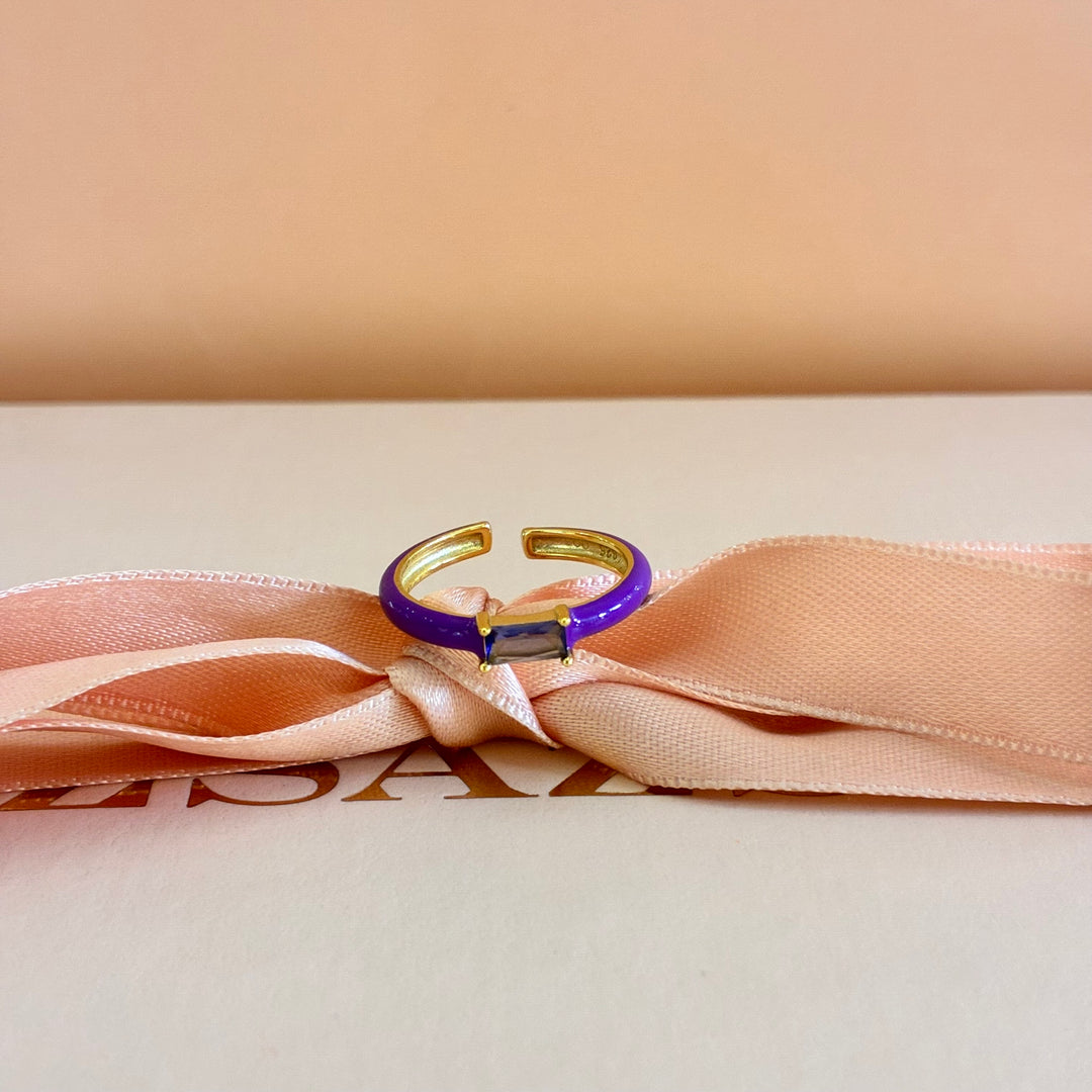 Dainty purple Sterling silver gold plated ring