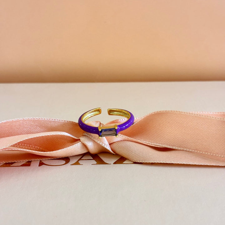 Dainty purple Sterling silver gold plated ring