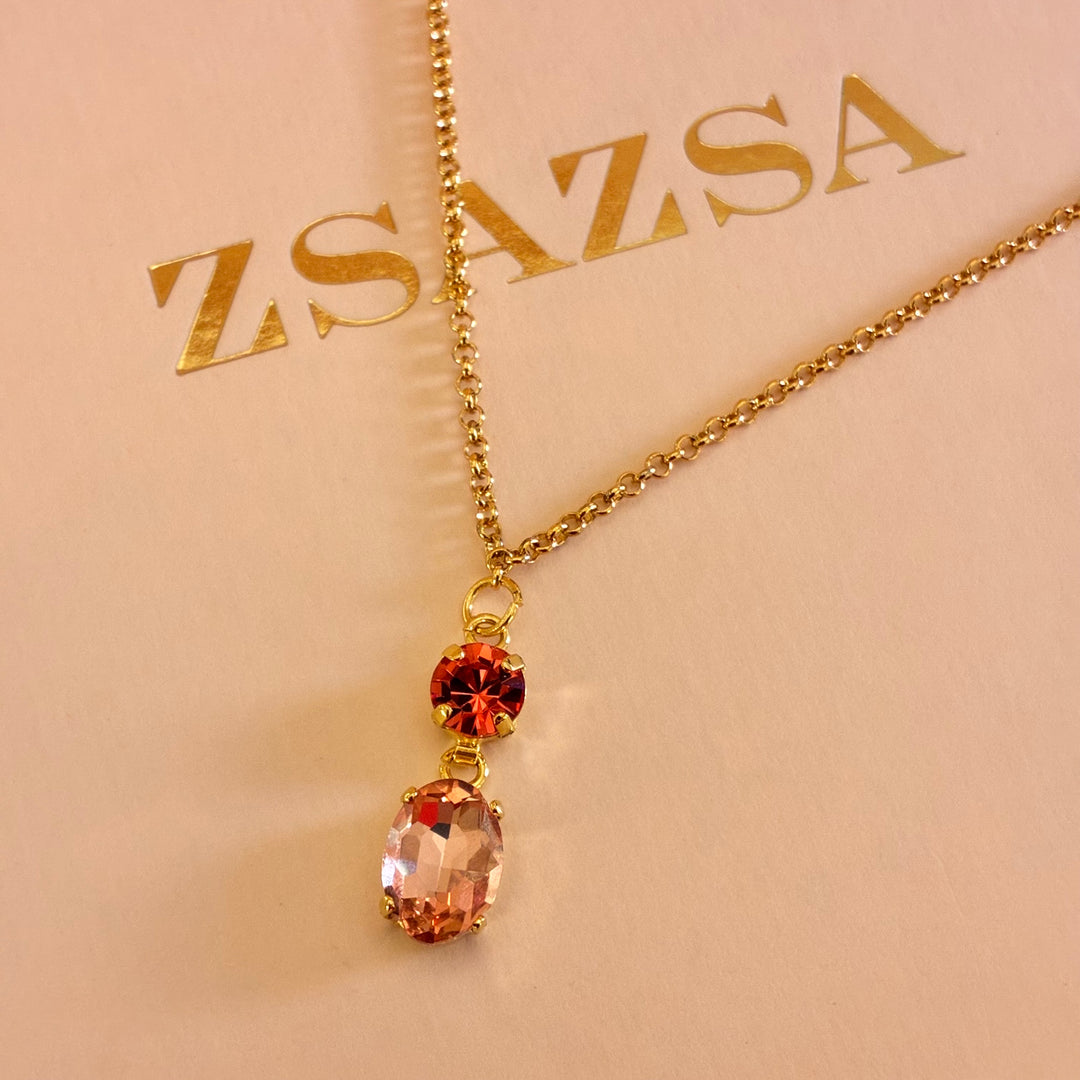Peach and orange Swarovski crystals pendant