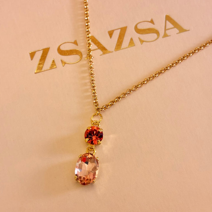 Peach and orange Swarovski crystals pendant