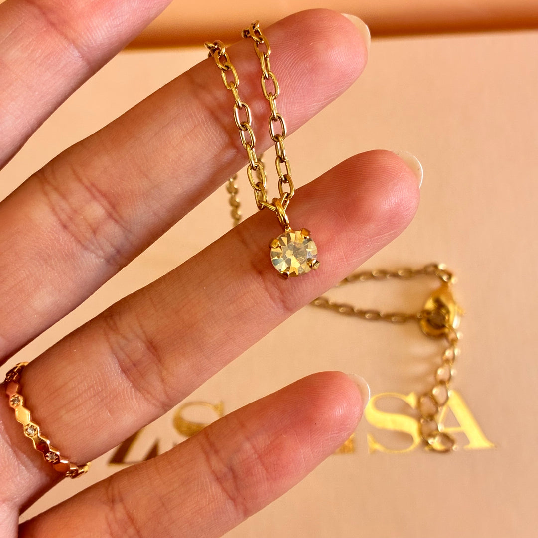 Champagne solitaire gold plated pendant