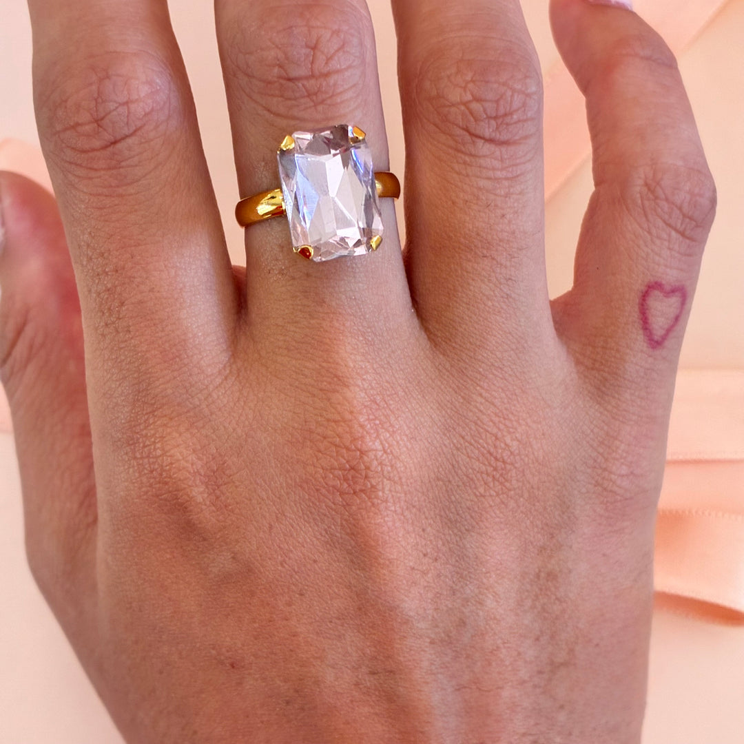 Light pink Preciosa crystals gold plated square set