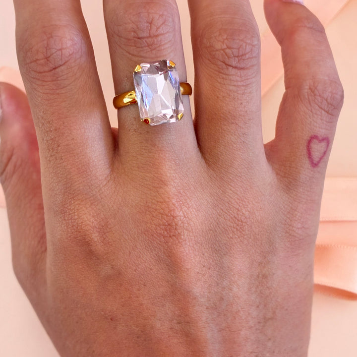 Light pink Preciosa crystals gold plated square set