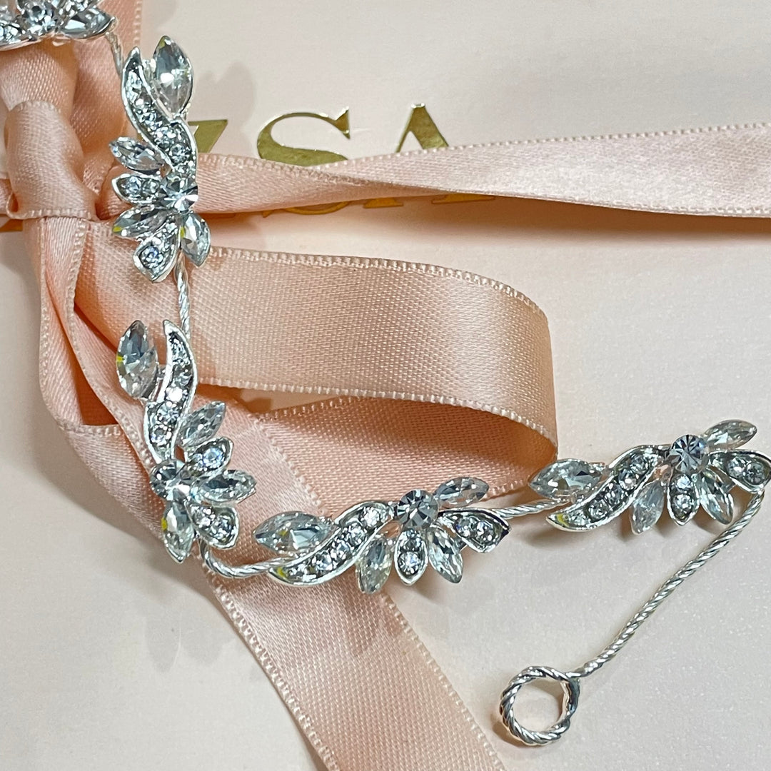 Dainty leaf marquise silver headpiece