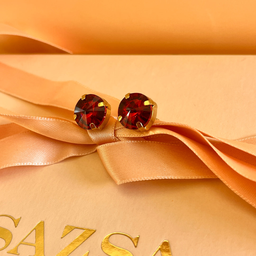 Dark red Swarovski Crystals studs