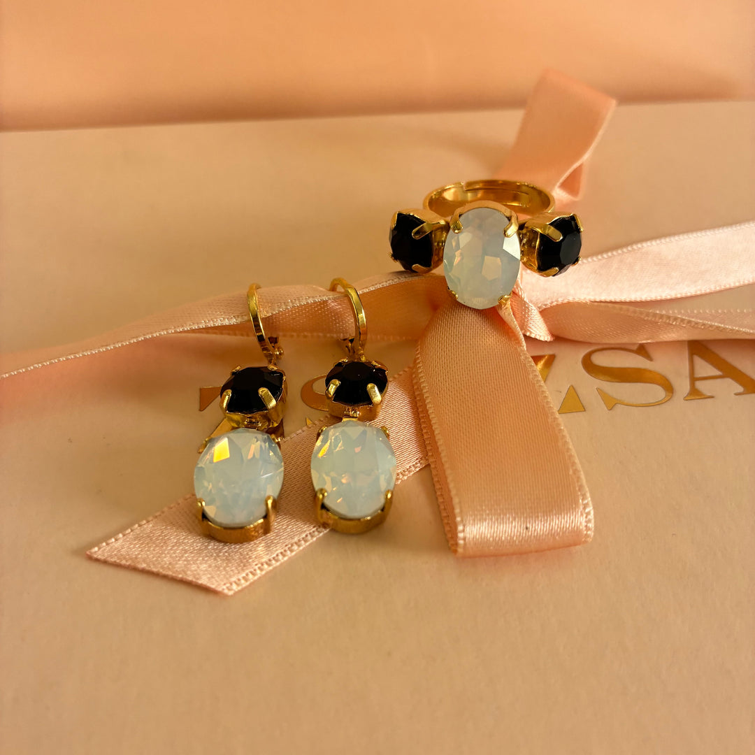 Black and white preciosa crystals set