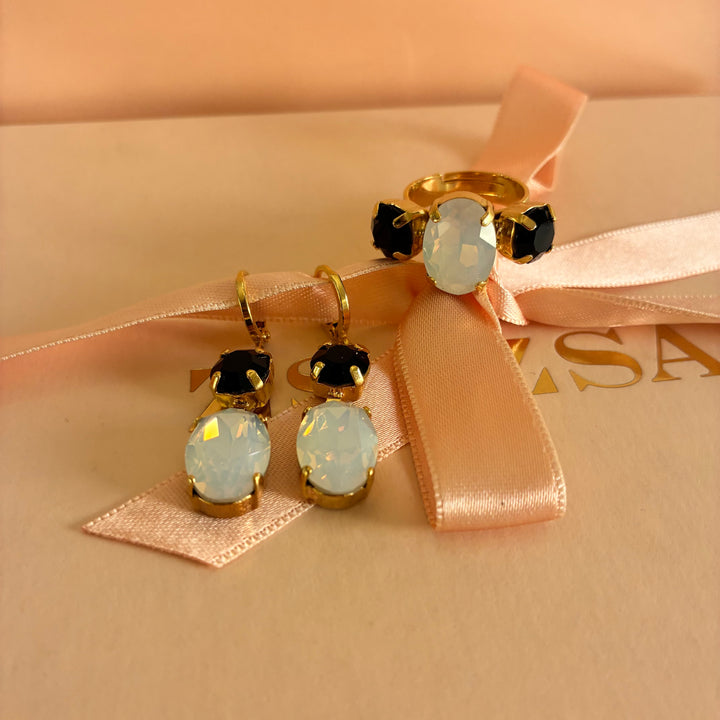 Black and white preciosa crystals set