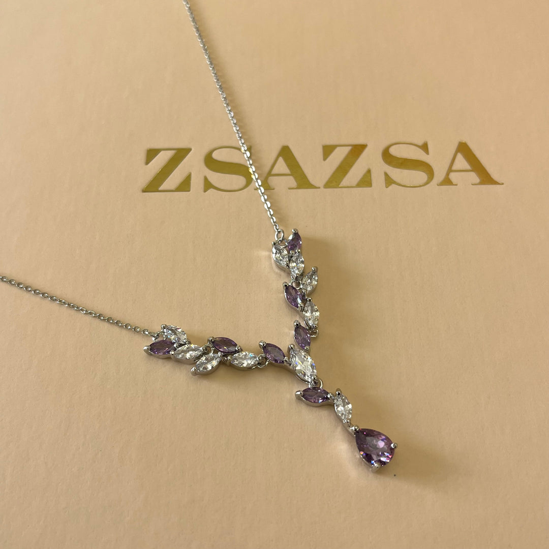 Silver zircone teardrop & marquise set