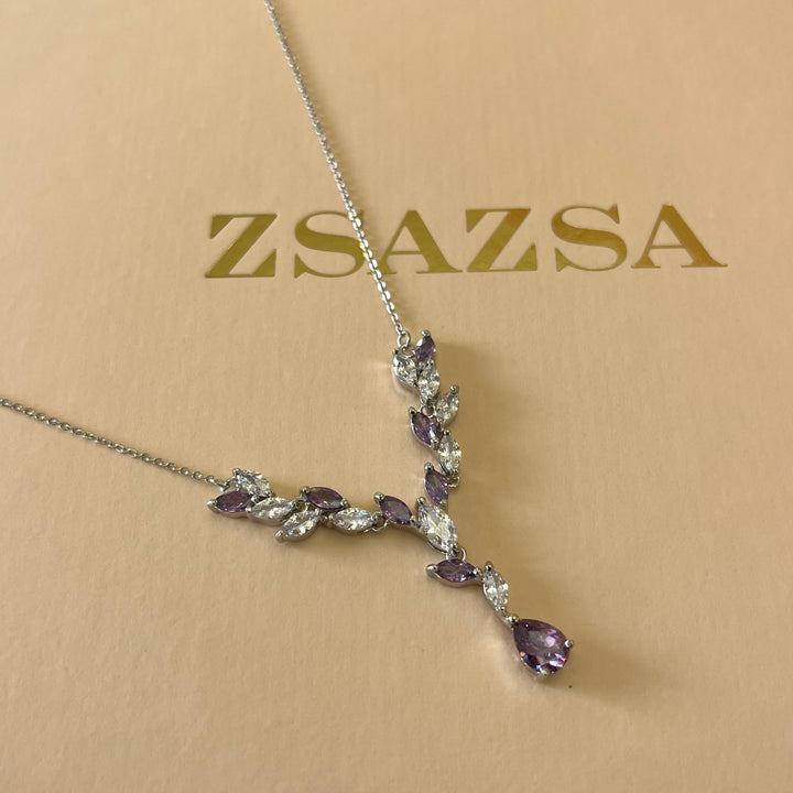 Silver zircone teardrop & marquise set