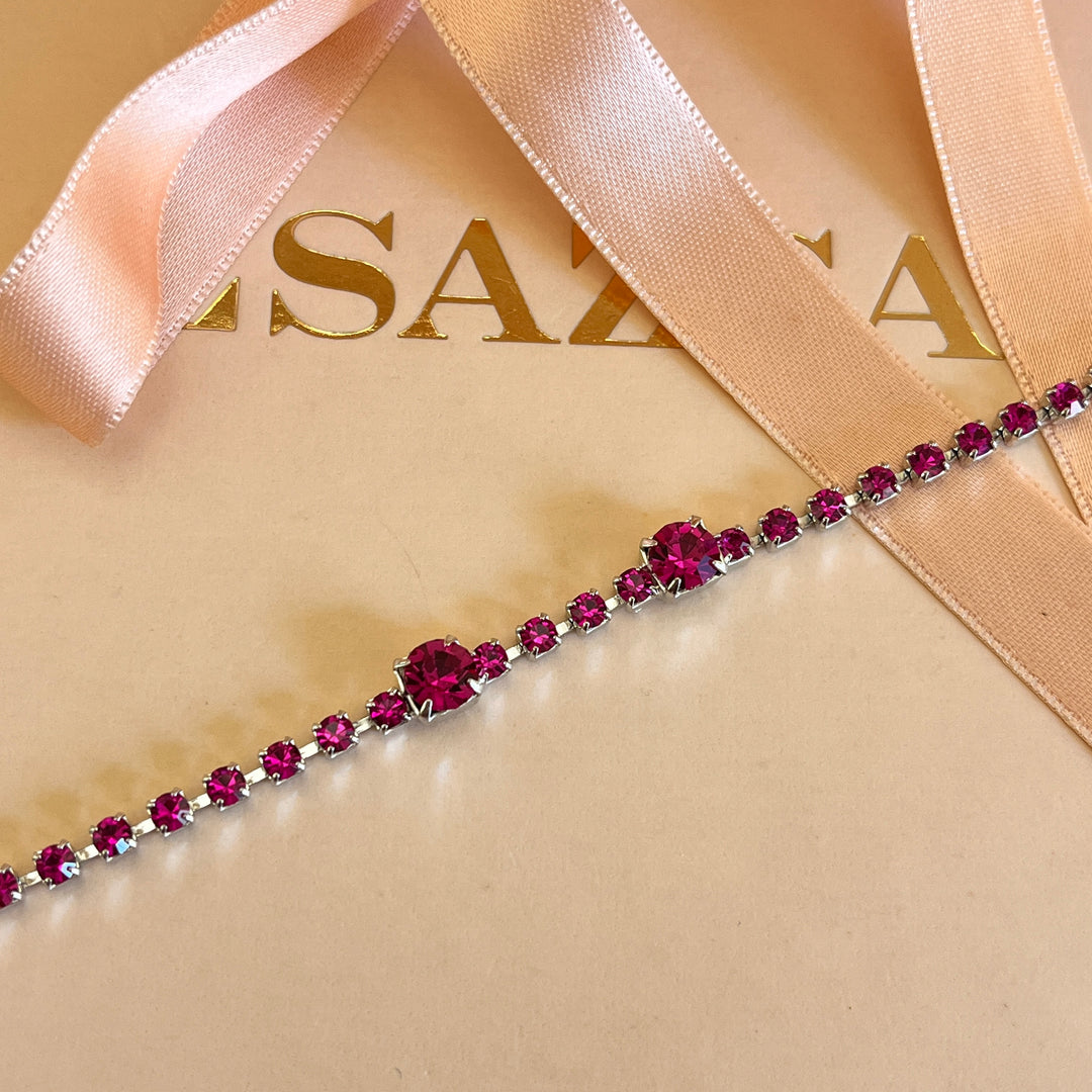 Fuchsia Swarovski crystals bracelet