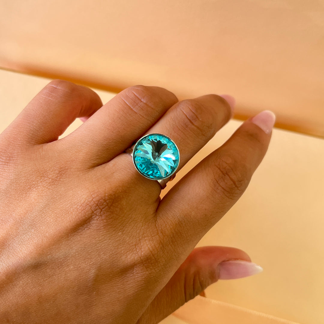 Turquoise Swarovski crystal ring