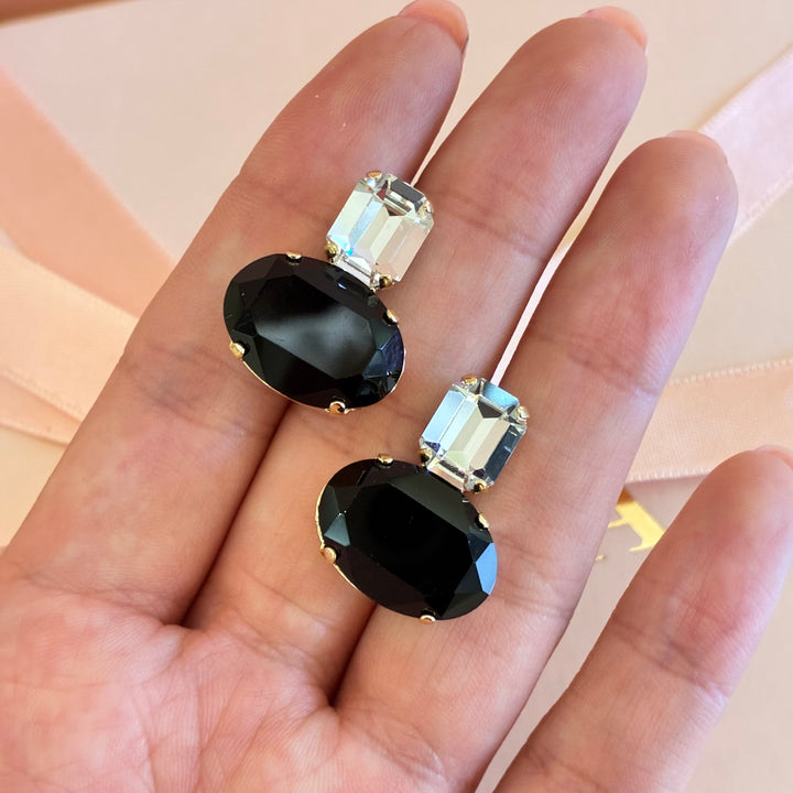 Black Swarovski crystals earrings