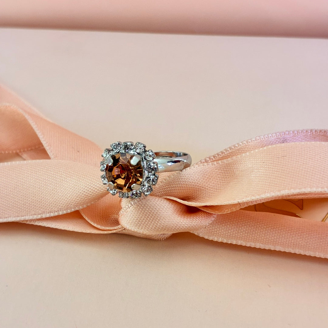 Peach dainty Preciosa crystals silver set