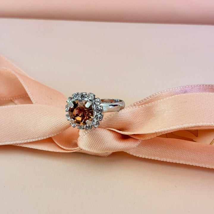 Peach dainty Preciosa crystals silver set