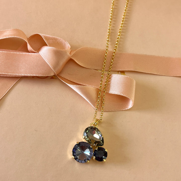 Purple and grey Swarovski crystals pendant and ring