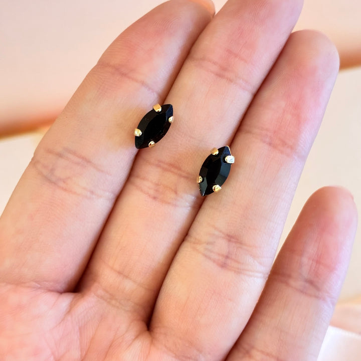 Dainty marquise black Swarovski crystals studs
