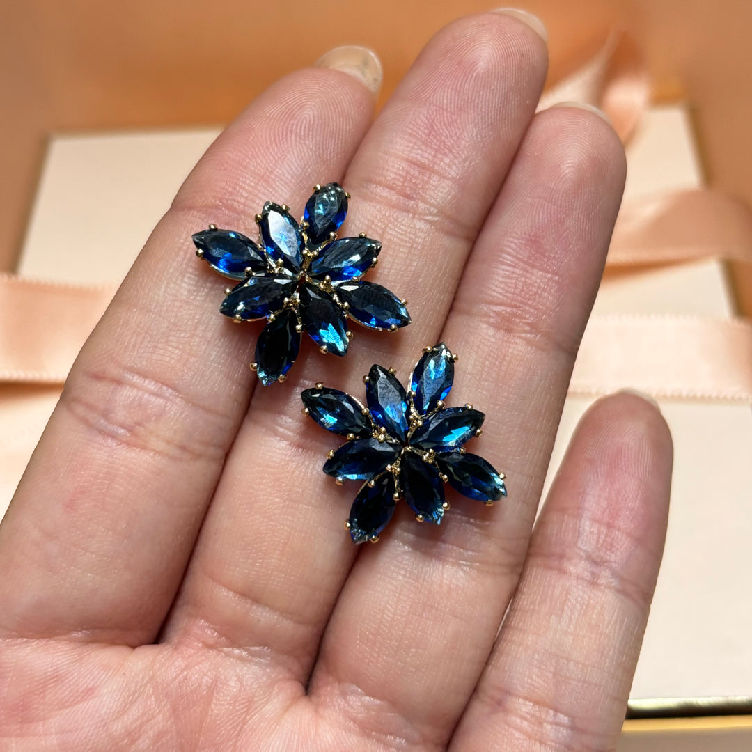 navy blue marquise studs